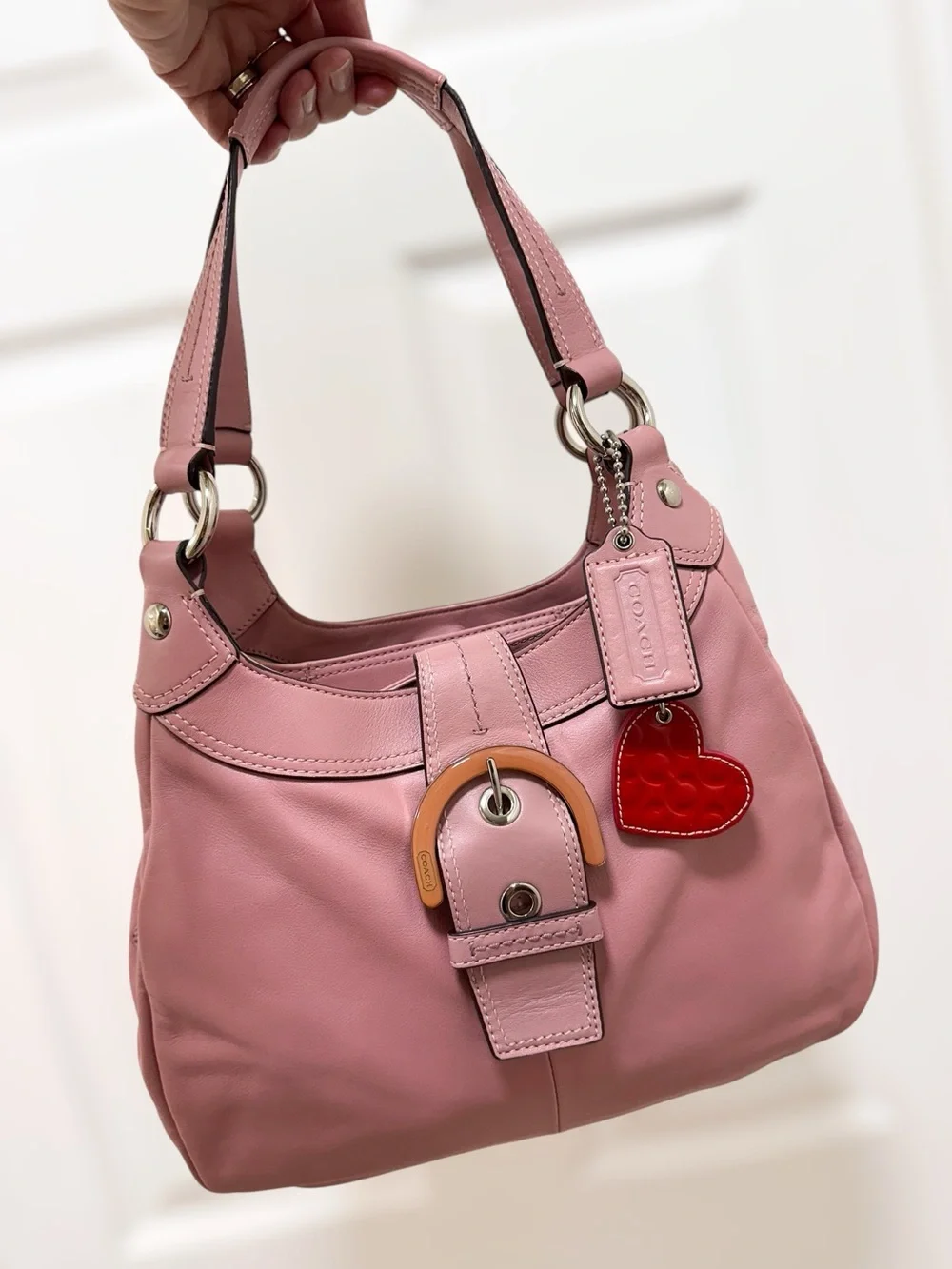 Coach Lynn Buckle Hobo Shoulder Bag Bag Pink Leather Y2K